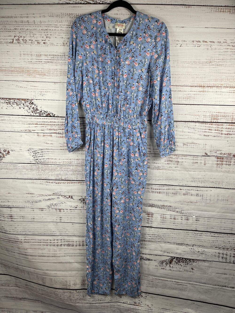 Paul & Joe Sister Jumpsuit Women's 6 Floral Button Up Long Sleeve Pockets Boho